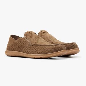 Clarks Mens Flexway Easy Tan Perforated Suede upper Loafers